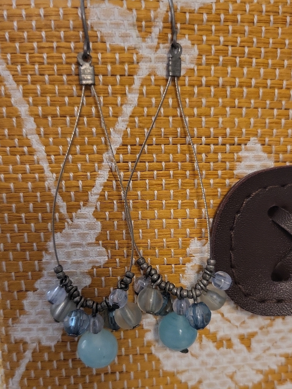 3 For $12 - Beaded Drop Hoop Earrings - Blue Multi